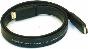 Monoprice HDMI Cable - 3 Feet - Black | High Speed, Flat, 4k@24Hz, 10.2Gbps, 24AWG, CL2 - Commercial Series