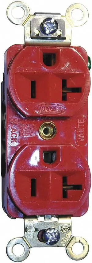 HUBBELL WIRING DEVICE-KELLEMS HBL5352R Straight Blade Receptacle, 5-20R, 20 A,