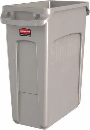 RUBBERMAID COMMERCIAL 1971259 16 gal Rectangular Trash Can, Beige, 11 in Dia,