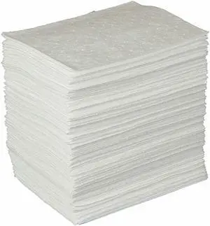 BRADY BPO200 Sorbent Pad, 34 gal, 15 in x 17 in, Oil, White, 200 PK