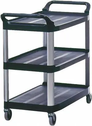 RUBBERMAID COMMERCIAL FG409100BLA Dual-Handle Utility Cart with Lipped Plastic