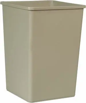 RUBBERMAID FG395800BEIG 35 gal. LLDPE Square Trash Can, Beige