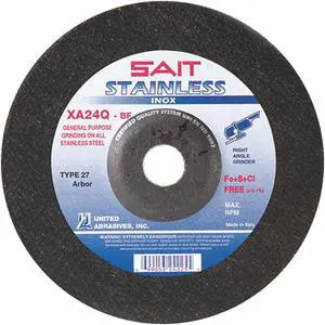 UNITED ABRASIVES-SAIT 24230 Depressed Center Wheels, Type 27, 9 in Dia, 0.25 in