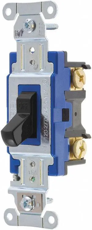 Wall Switch,15A,Black,1-Pole Type,Toggle BRYANT 4801BBLK