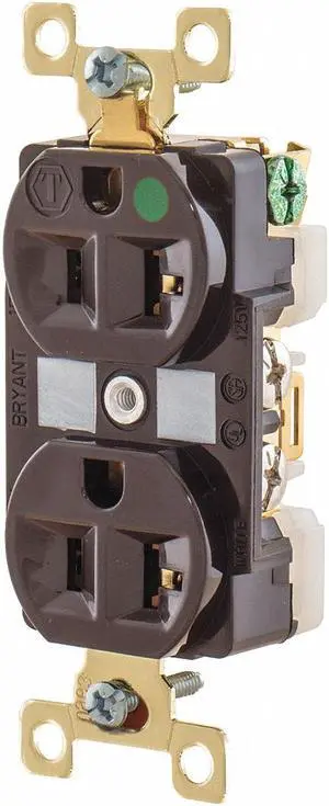 BRYANT BRY8300 Straight Blade Receptacle, 5-20R, 20 A, 125V AC, 2 Pole, 3 Wire,
