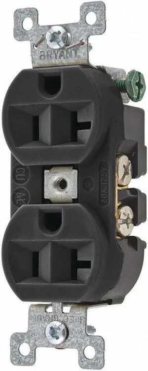 BRYANT 5362BBLK 20A Duplex Receptacle 125VAC 5-20R BK