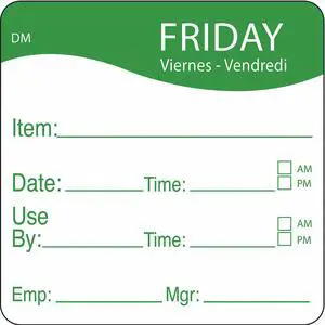 DAYMARK 1100535 Day Label,Friday,2-1/2 In. W,PK250