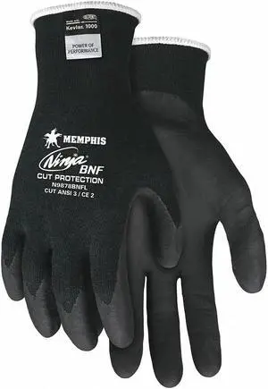 Mcr Safety Cut Resistant Gloves, A3, 2XL, Black, PR Black 18 Gauge  N9878BNFXXL