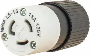 BRYANT 4732NC Locking Connector, L5-15R, 15 A, 125V AC, Single Phase, 2 Pole,
