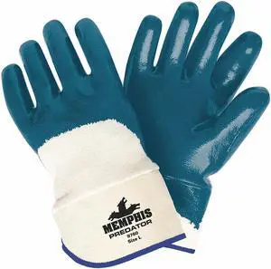 Mcr Safety Chemical Resistant Gloves, Size L, 11"L, Blue/White ,  12 PK 9760