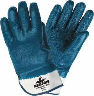 Mcr Safety Chemical Resistant Gloves, Size L, 11"L, Blue/White ,  12 PK 9761R