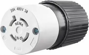 Bryant Locking Connector,Black/White,480VAC  71620NC