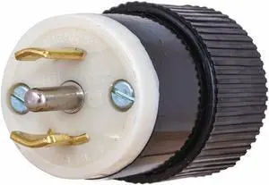BRYANT 7485NP 15A Midget Locking Plug 3P 3W 125/250VAC ML-3P BK/WT
