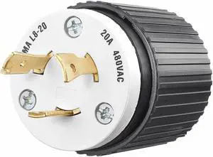 Bryant Locking Plug,Black/Wht,480VAC,3.0 HP,20A  70820NP