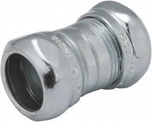 RACO 2922 EMT Coupling, 1/2 in, Compression, Steel, Plain, Gray