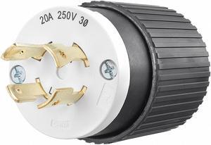 Bryant Locking Plug,Black/Wht,250VAC,3.0 HP,20A  71520NP