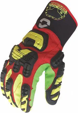 Impact Resistant Gloves, Cotton, Polyester Palm Material, Red/Yellow, S, 1 PR