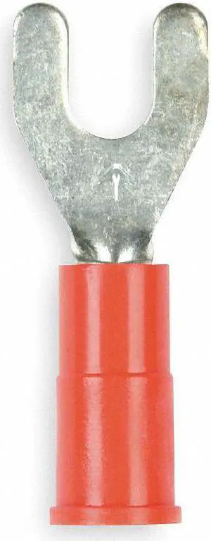 3M MVU18-8FX Fork Terminal, #8 Stud Size, 18 AWG, 600 V, Vinyl Insulated, Red,
