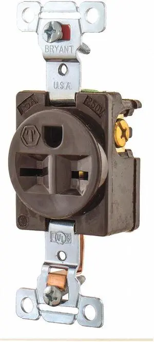 BRYANT 5661 15A Single Receptacle 250VAC 6-15R BN