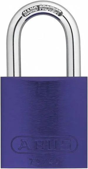 Abus Alike-Keyed Padlock, Open Shackle Type, 1" Shackle Height, Purple  19330