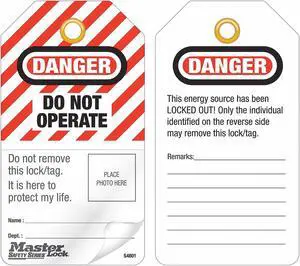 Master Lock Photo ID Danger Tags,PK12  S4801