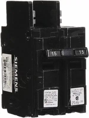 SIEMENS BQ2B015 Miniature Circuit Breaker, BQ Series, 15A, 2 Pole, 120/240V AC,