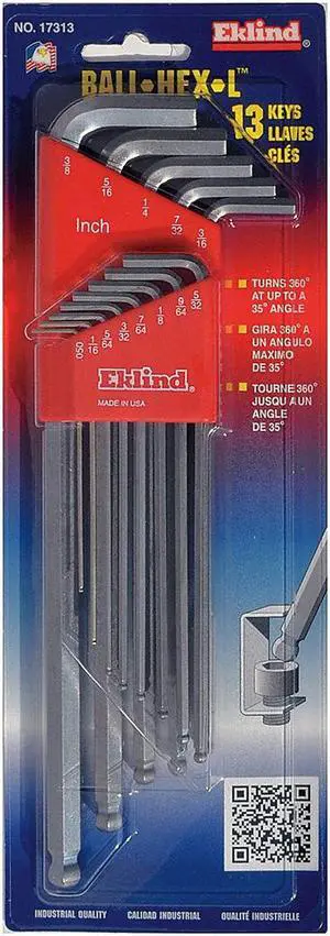 EKLIND 17313 13 Piece SAE L-Shape Hex Key Set, 17313