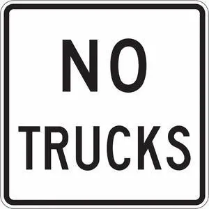 LYLE R5-2A-24DA No Trucks Traffic Sign, 24 in H, 24 in W, Aluminum, Square,