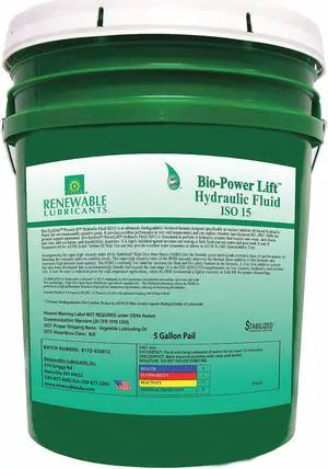 Vegetable Oil Hydraulic Oil, 5 gal. Pail, ISO Viscosity Grade : 15