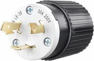 BRYANT 70630NP 30A Locking Plug 2P 3W 250VAC L6-30P BK/WT