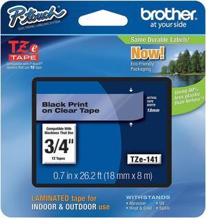 Brother Label Tape Cartridge,Blk/Clr,0.70in  TZe141