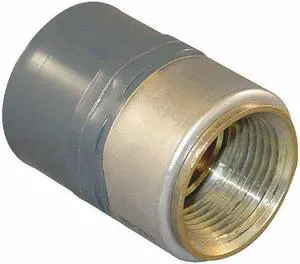 ZORO SELECT 835-020BR PVC, Brass Female Adapter, FNPT x Socket, 2 in Pipe Size