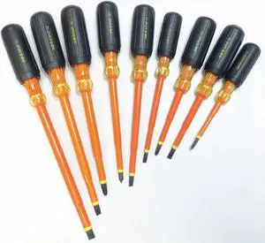 IDEAL 35-9103 Insulated Screwdriver Set, Slotted/Phillips, Square, 9 pcs