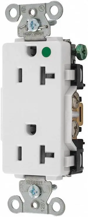 HUBBELL WIRING DEVICE-KELLEMS 2182W Straight Blade Receptacle, 5-20R, 20 A,