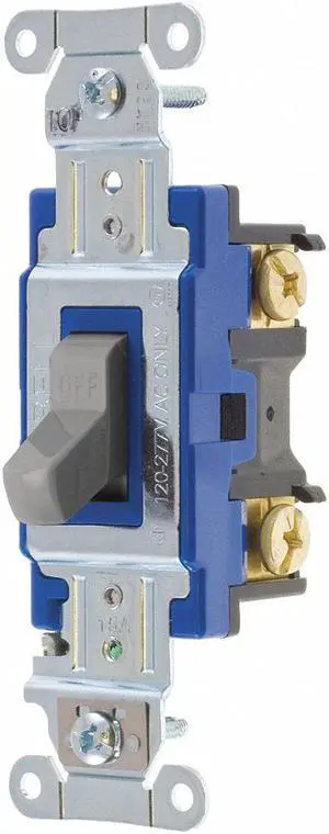 BRYANT 4801BGRY Wall Switch,15A,Gray,1-Pole Type,Toggle G4844920