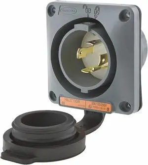 HUBBELL WIRING DEVICE-KELLEMS HBL2715SW Watertight Flanged Locking Inlet, 30 A,