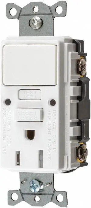 HUBBELL WIRING DEVICE-KELLEMS GFSPST15W GFCI Rceptcle, Commer., 15A, 0.5 HP