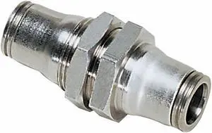 LEGRIS 3616 08 00 Bulkhead Union, 5/16 in Tube Size, Brass, Silver