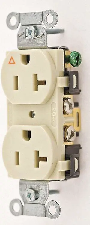 HUBBELL WIRING DEVICE-KELLEMS IG5352I Straight Blade Receptacle, 5-20R, 20 A,