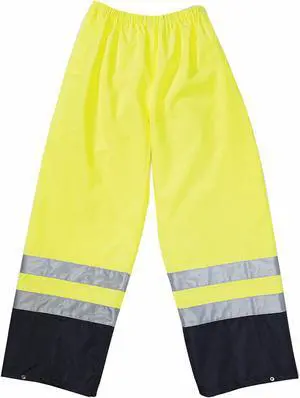 Yellow,  Rain Pants,  M,  Polyester, Polyurethane,  Men's,  High Visibility Yes