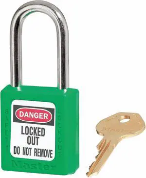 MASTER LOCK 410KAS3GRN Lockout Padlock, Keyed Alike, Thermoplastic, Green, 1