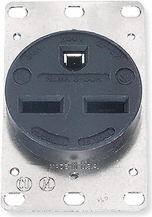 HUBBELL WIRING DEVICE-KELLEMS HBL9330 Straight Blade Receptacle, 6-30R, 30 A,