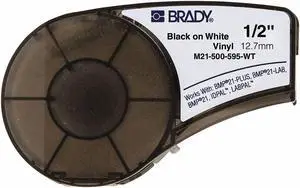 Brady Label Cartridge,Black/White,1/2 In. W  M21-500-595-WT