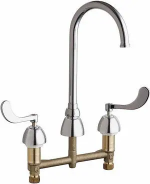 CHICAGO FAUCET 786-GN2FCXKABCP Gooseneck Kitchen/Bathroom Faucet, Manual, 8"