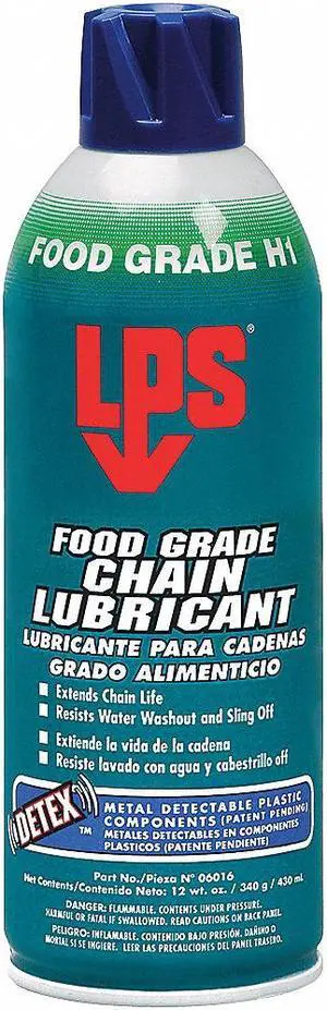 LPS 06016 Food Grade Chain Lubricant with Detex, H1 Food Grade, 16 oz Aerosol