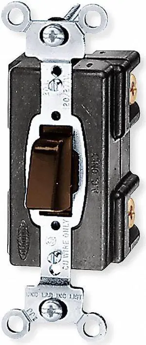 HUBBELL WIRING DEVICE-KELLEMS HBL1281 Wall Swtch,1-Pole,120/277V,20A,Brn,Press