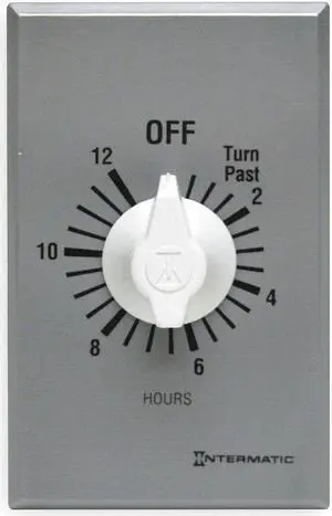INTERMATIC FF412H Timer,Spring Wound,12 Hr,DPST,Silver