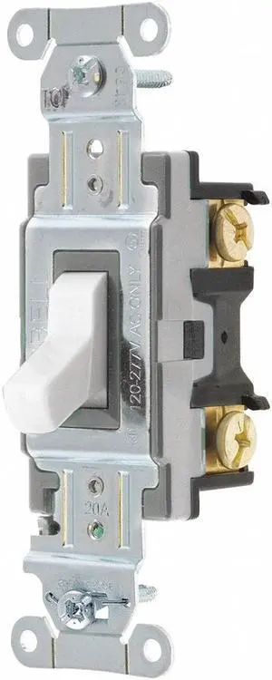 Wall Switch,20A,White,1 HP,1-Pole Switch HUBBELL WIRING DEVICE-KELLEMS CSB120W