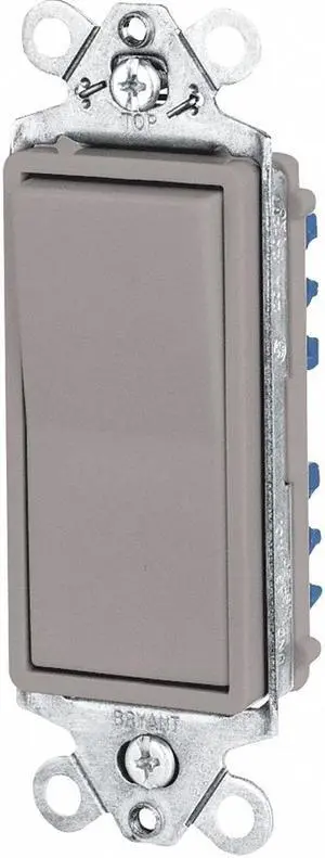 BRYANT 9803GRY Wall Switch,15A,Gray,3-Way Type,Rocker G4844570