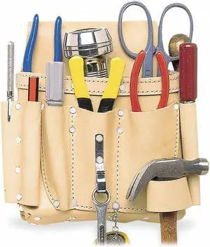 CLC WORK GEAR 521 Tool Pouch, Tool Pouch, Tan, Leather, 8 Pockets